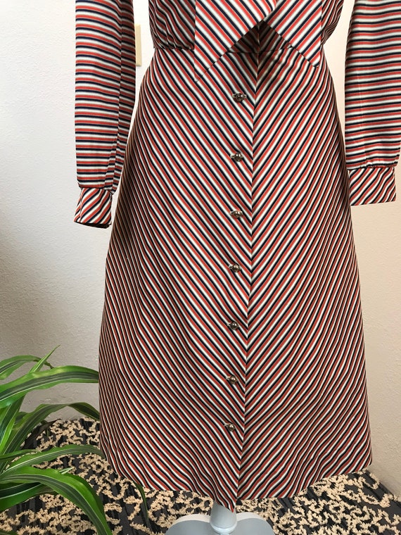 1960s / 1970s Dress / vintage Chevron Dress- Dixi… - image 10