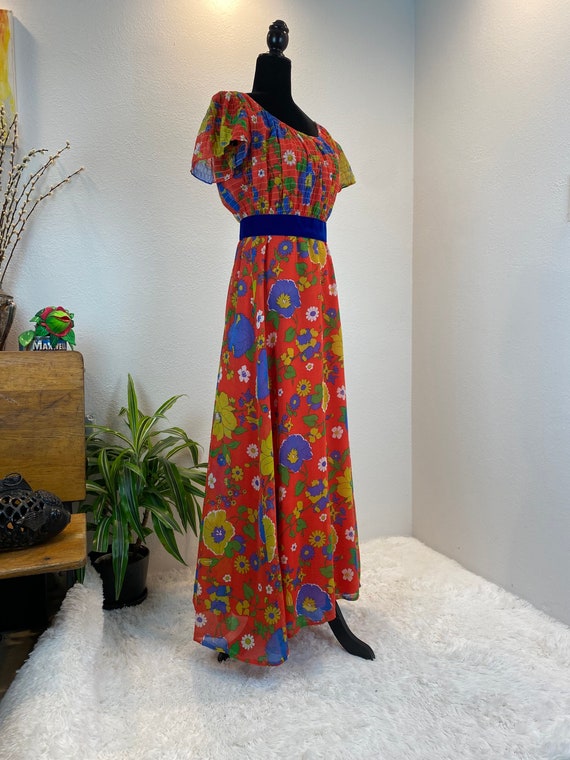 1960s Maxi / 60s Maxi dress / 1960s floral dress - image 4