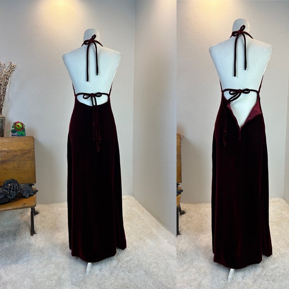 1970s Velvet Wine Dress / 70s velvet maxi/ 1970s … - image 7