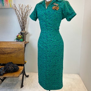 1940s Floral Cotton Day Dress, Nipped Waist - Etsy