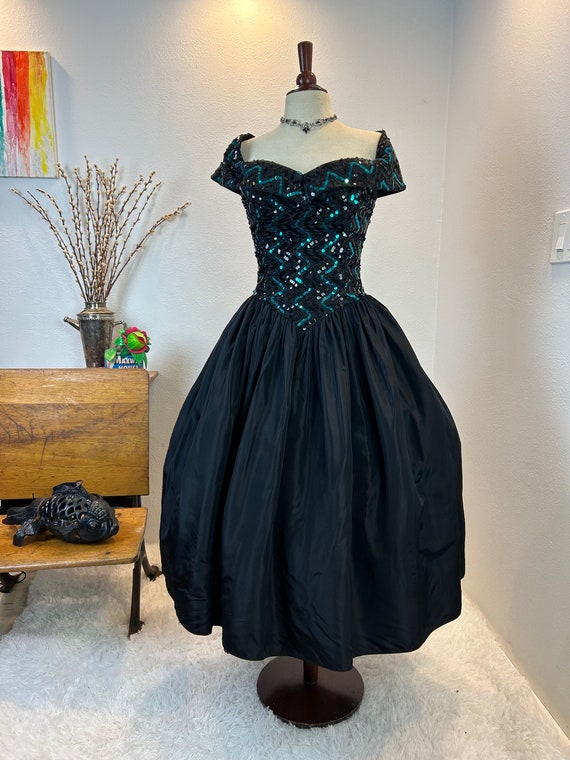 Vintage Jessica McClintock Sequin Party Dress, 1980s Prom Style
