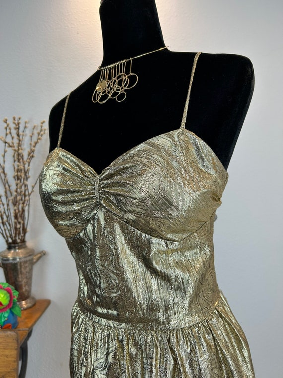 1980s Dress / 1980s Gold Lame Dress / 80s dress /… - image 10