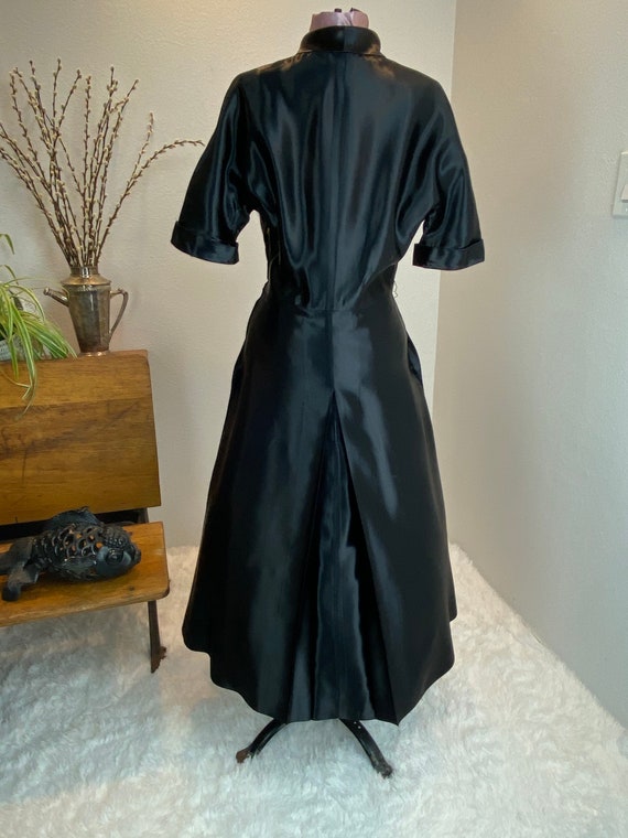 Vintage 1940/1950 Liquid Black Satin Dress - image 6