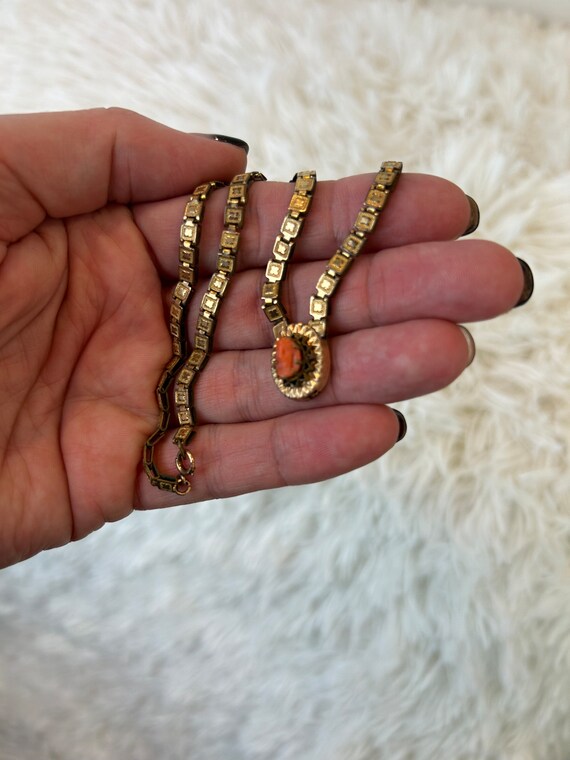 Antique Victorian /  Art Nouveau Bookchain  Coral… - image 9