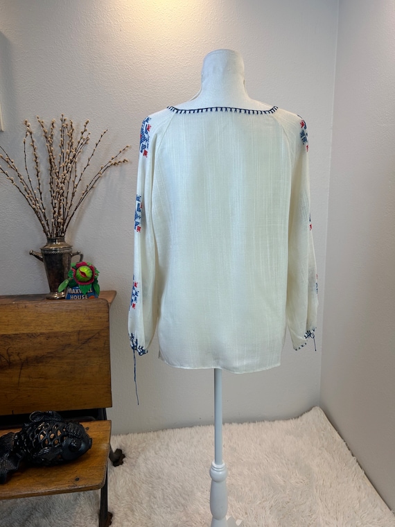 Vintage Embroidered Hungarian Blouse, Folk Floral… - image 7