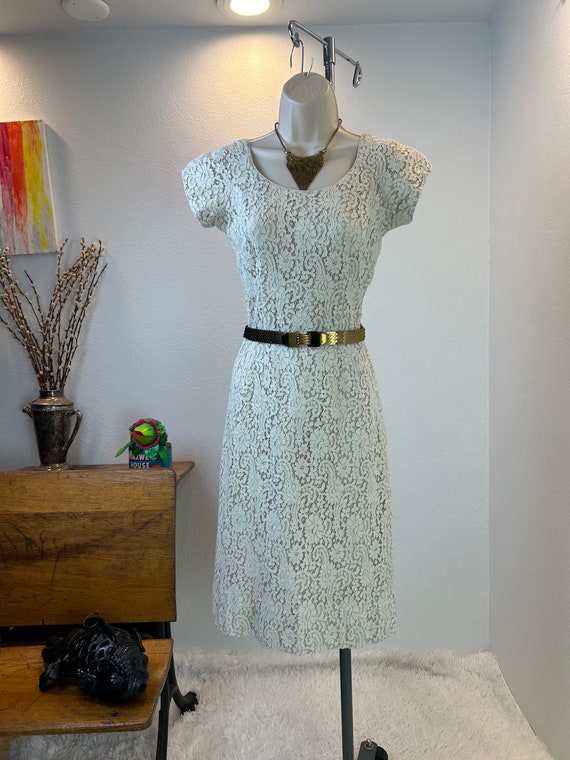 1950s 2-Piece Dress w/ Ruffle Vest (XS)