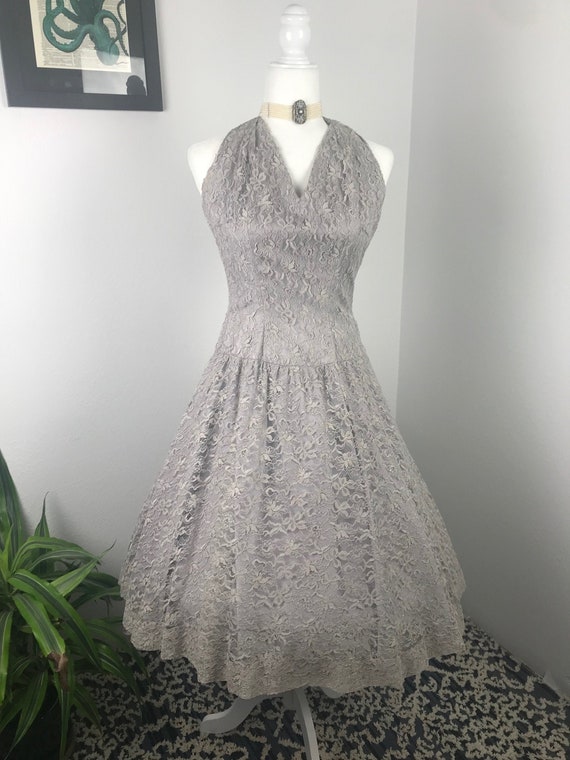 Vintage 1950s Lace Halter Dress - image 4