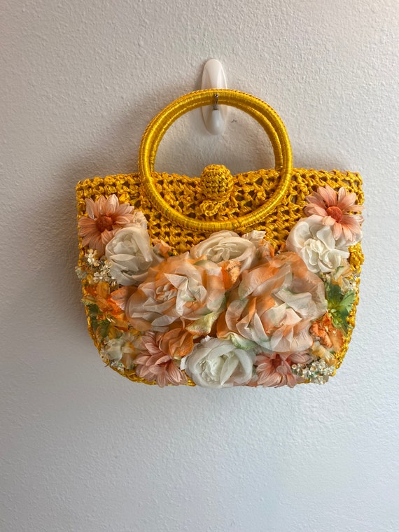 1960’s Raffia Flower Purse  / 60s Purse / Vintage… - image 10