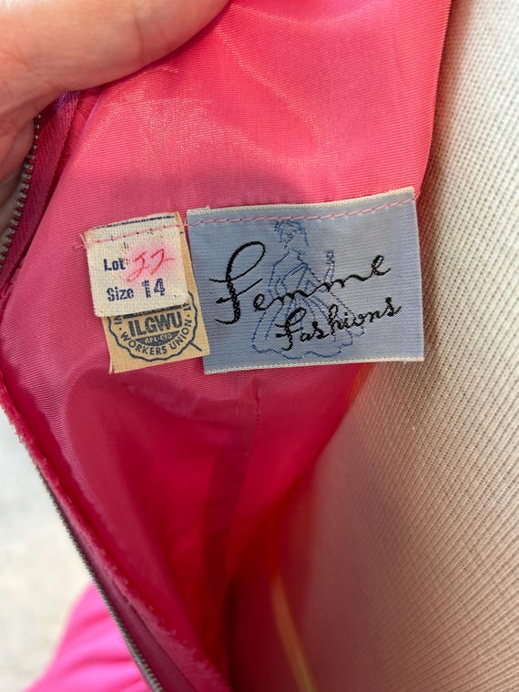 1950s Hot Pink Chiffon Dress, Femme Fashions - image 5