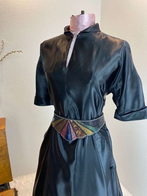 Vintage 1940/1950 Liquid Black Satin Dress