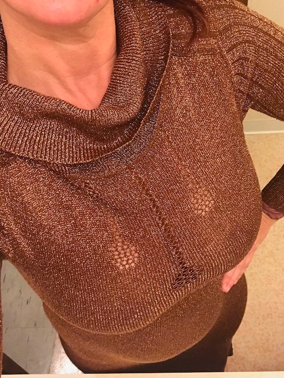 1970s Wenjilli Knit Copper Dress