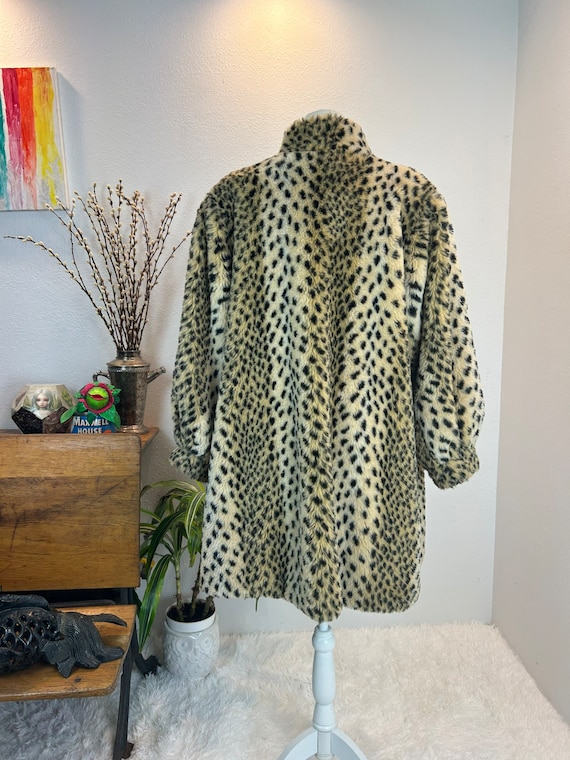 1980s coat / 1980s faux fur coat / 1980s leopard … - image 4