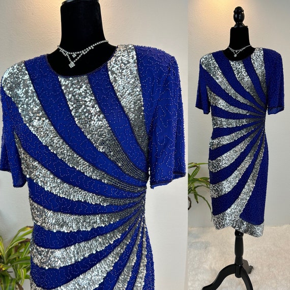 1980s Argenti Black Silk Beaded Dress main image 0