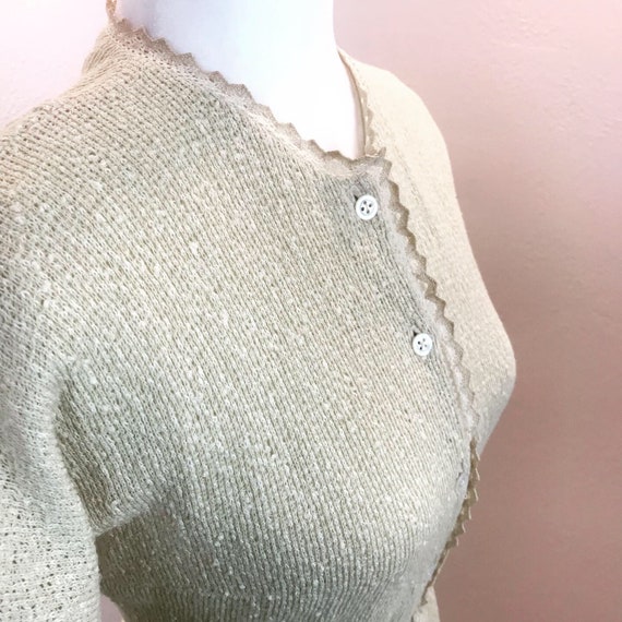 Vintage 1950s Anne Fogarty Butter and lace Knit Dr