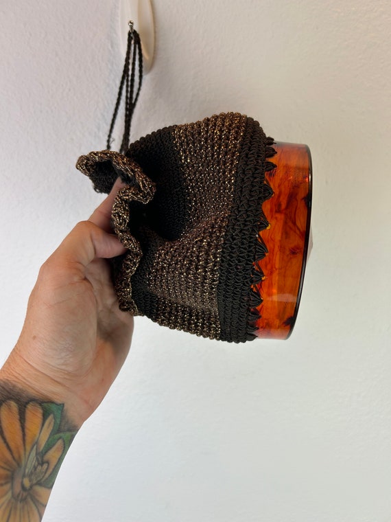 1940s Purse with plastic Marbled bottom / 1940s p… - image 5