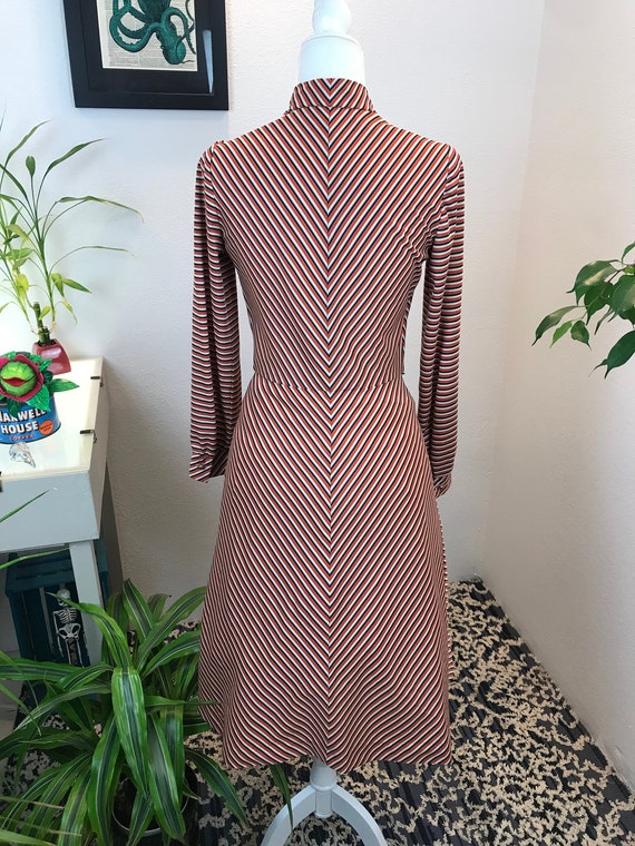 1960s / 1970s Dress / vintage Chevron Dress- Dixi… - image 6