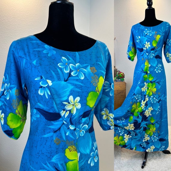 1960’s Hawaiian dress / vintage Hawaiian Hibiscus 
