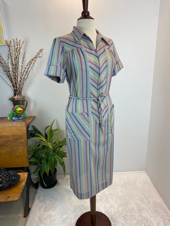 1960s Zip Front Dress / 60s dress / vintage day d… - image 3