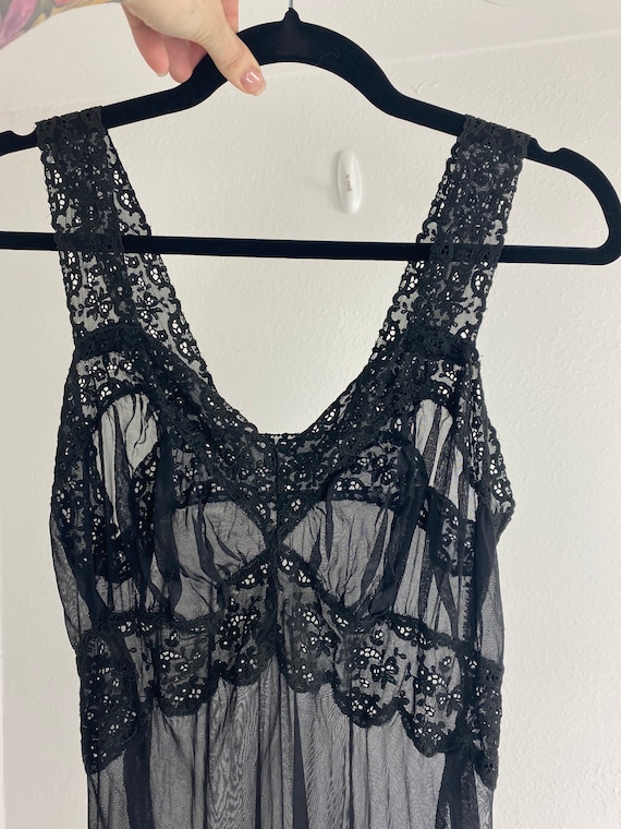 Vintage 1930’s Nightgown- Black Sheer Lace