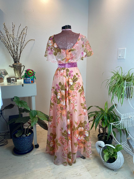 Vintage 1960s dress / 1970s maxi dress/ 70s Flora… - image 9