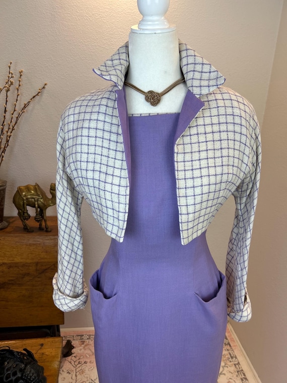 Late 1940s early 1950’s Colorblock Linen Dress an… - image 7