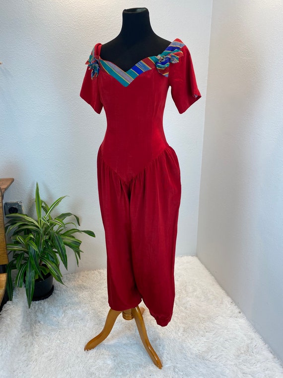 1980s Jumpsuit / 80s Romper / 1980s Christmas - image 4