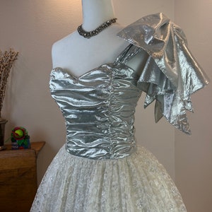 1980s Gunne Sax Silver Lamé Prom Dress, Size 9 - Etsy