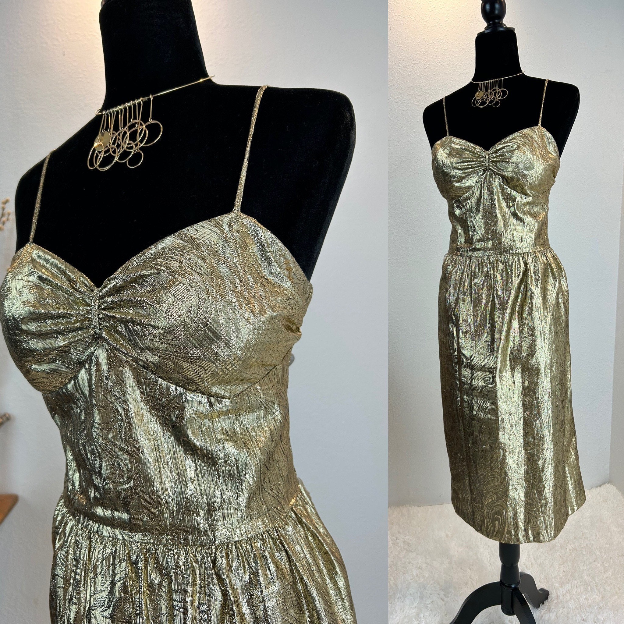 1950s Gold Lamé Bombshell Dress by Waggys 