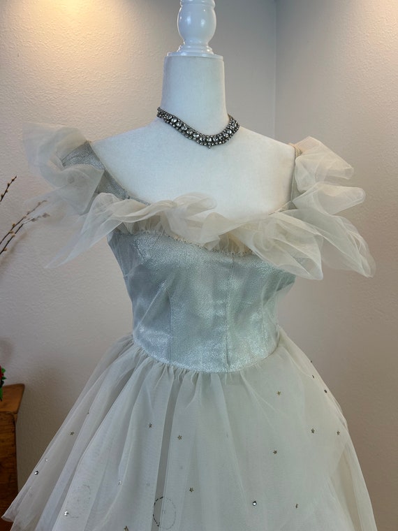 1940s off the shoulder dress Stunning 1940s off Shoulder Tulle Ball Gown Ink Blue ~ Old Hollywood Evening Dress ~ Vintage Bridal Alternative ~ Complete Ensemble