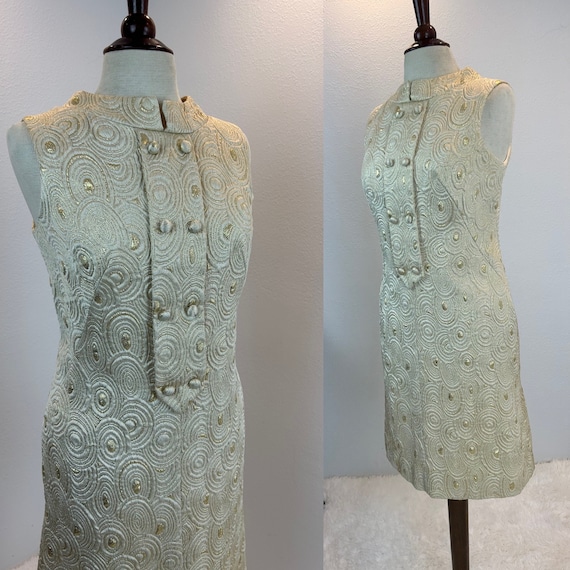 1960s Dress / 60s dress / 1960s Mod dress / Gold … - image 1