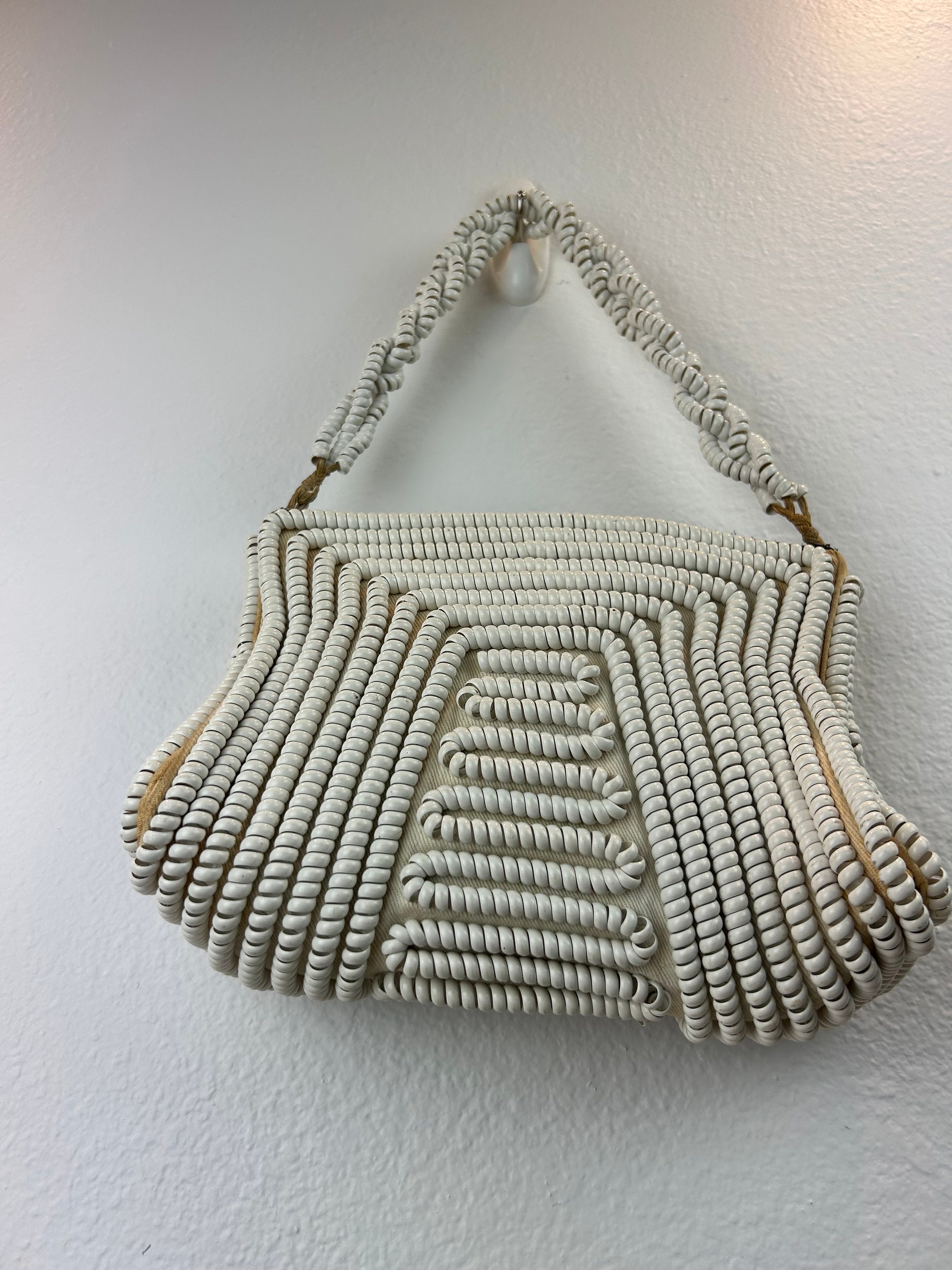 1940s Telephone Cord Purse - Cream Vintage Handbag - Etsy