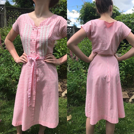 Vintage 1940/50’s Pink Gingham Dress