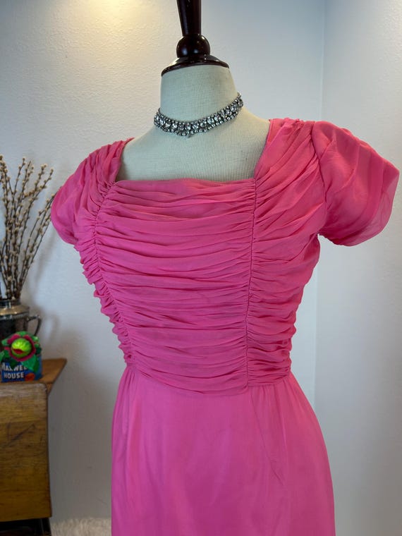 1950s Hot Pink Chiffon Dress, Femme Fashions - image 2