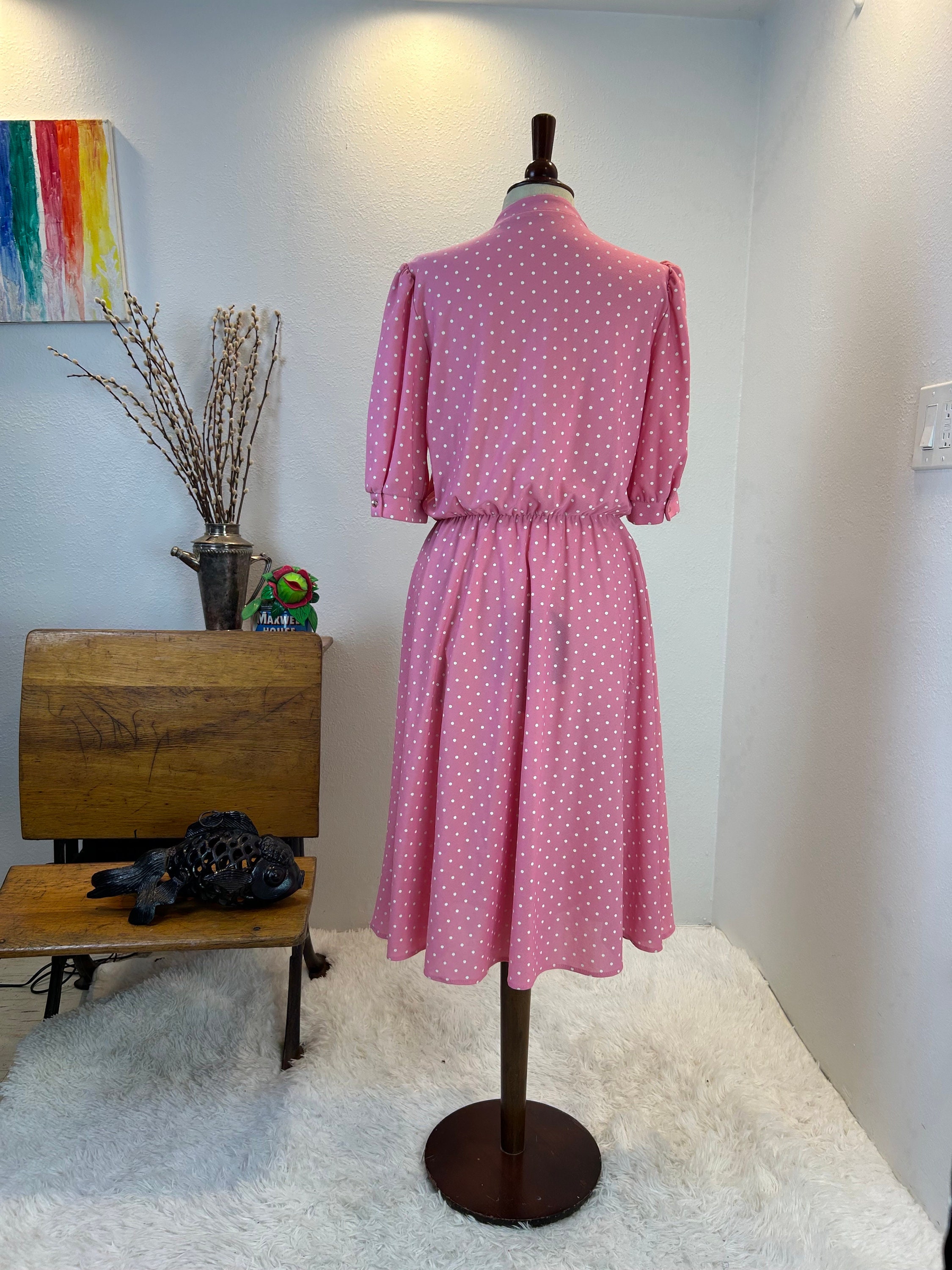 open lace back dress Black And Blue Polka Dot Vintage 50s 3/4 Sleeve Swing Tea Dress – Pretty  Kitty Fashion main image 1