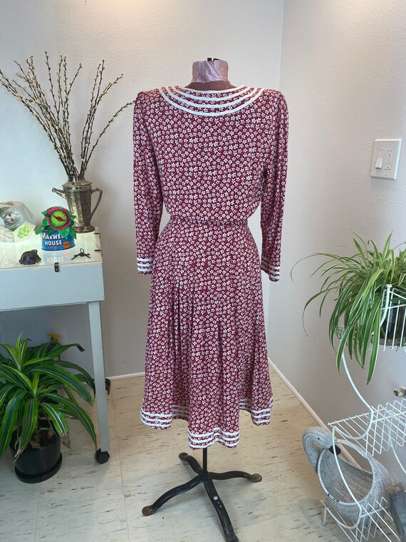 Vintage 1980’s Dress Red Floral - image 6