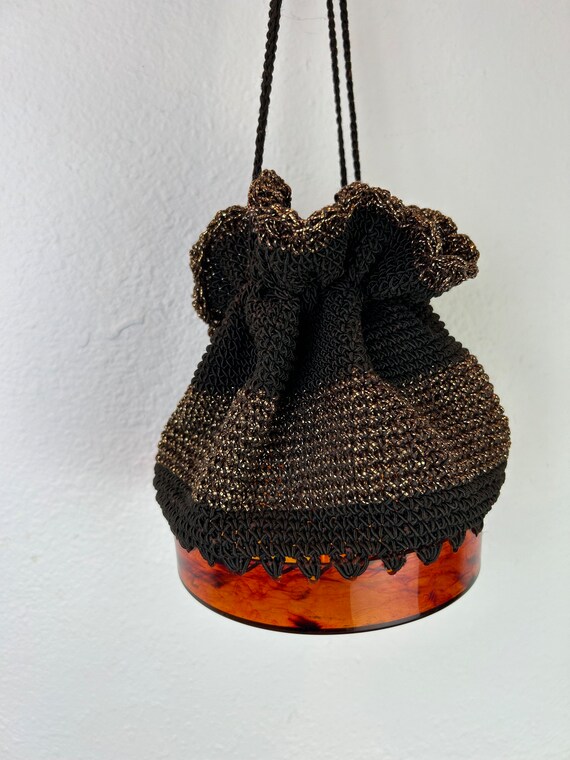 1940s Purse with plastic Marbled bottom / 1940s p… - image 1