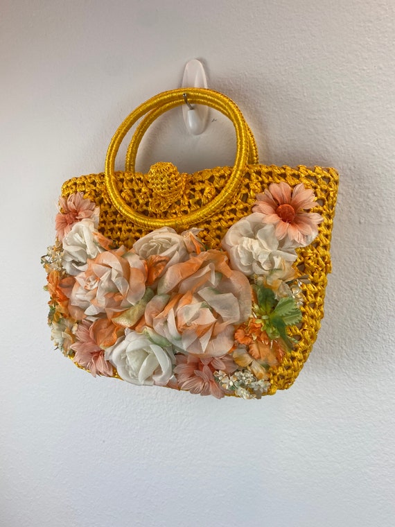 1960’s Raffia Flower Purse  / 60s Purse / Vintage… - image 3