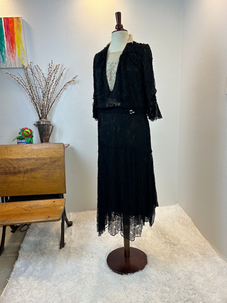 1920s Black Lace Dress: Antique Flapper Goth Style - Etsy