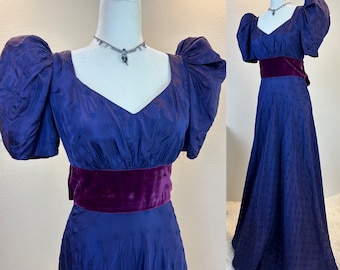 1930s dress / 1930s  Gown / 1940s dress /  30s dress / 40s dress / puff sleeves /  1930s Floor Length Gown