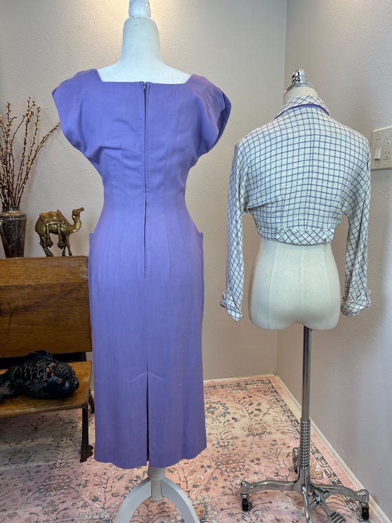 Late 1940s early 1950’s Colorblock Linen Dress an… - image 15