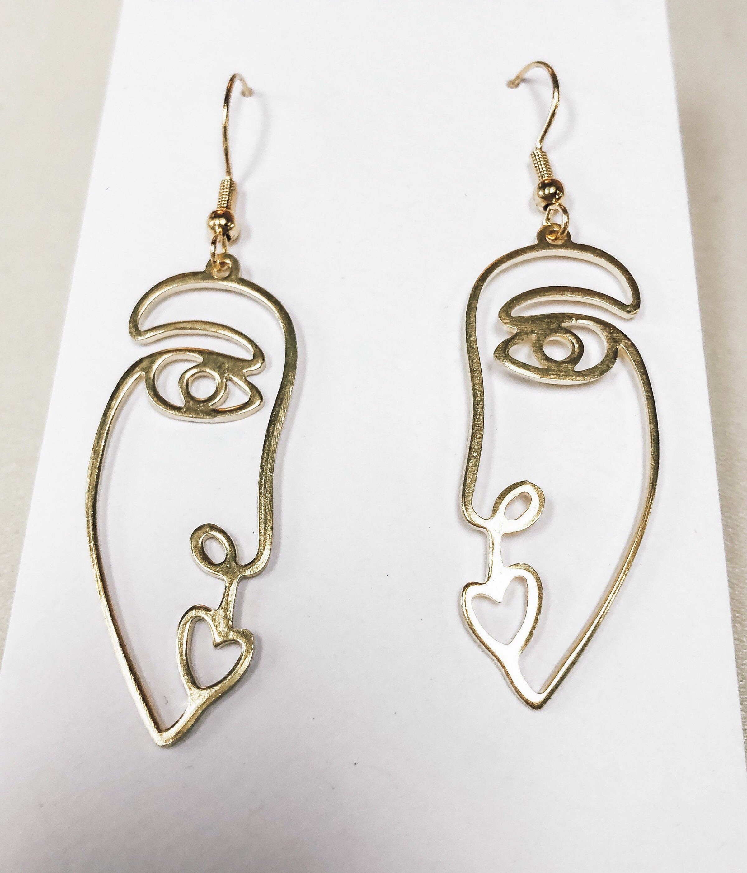 Abstract face earrings Face earrings dangle earrings Etsy