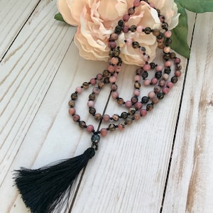 Rhodonite Mala |LOVE | Pink Mala, Rhodonite Necklace, Rhodonite Meditation, Rhodonite, Prayer Necklace, 108 Mala Necklace