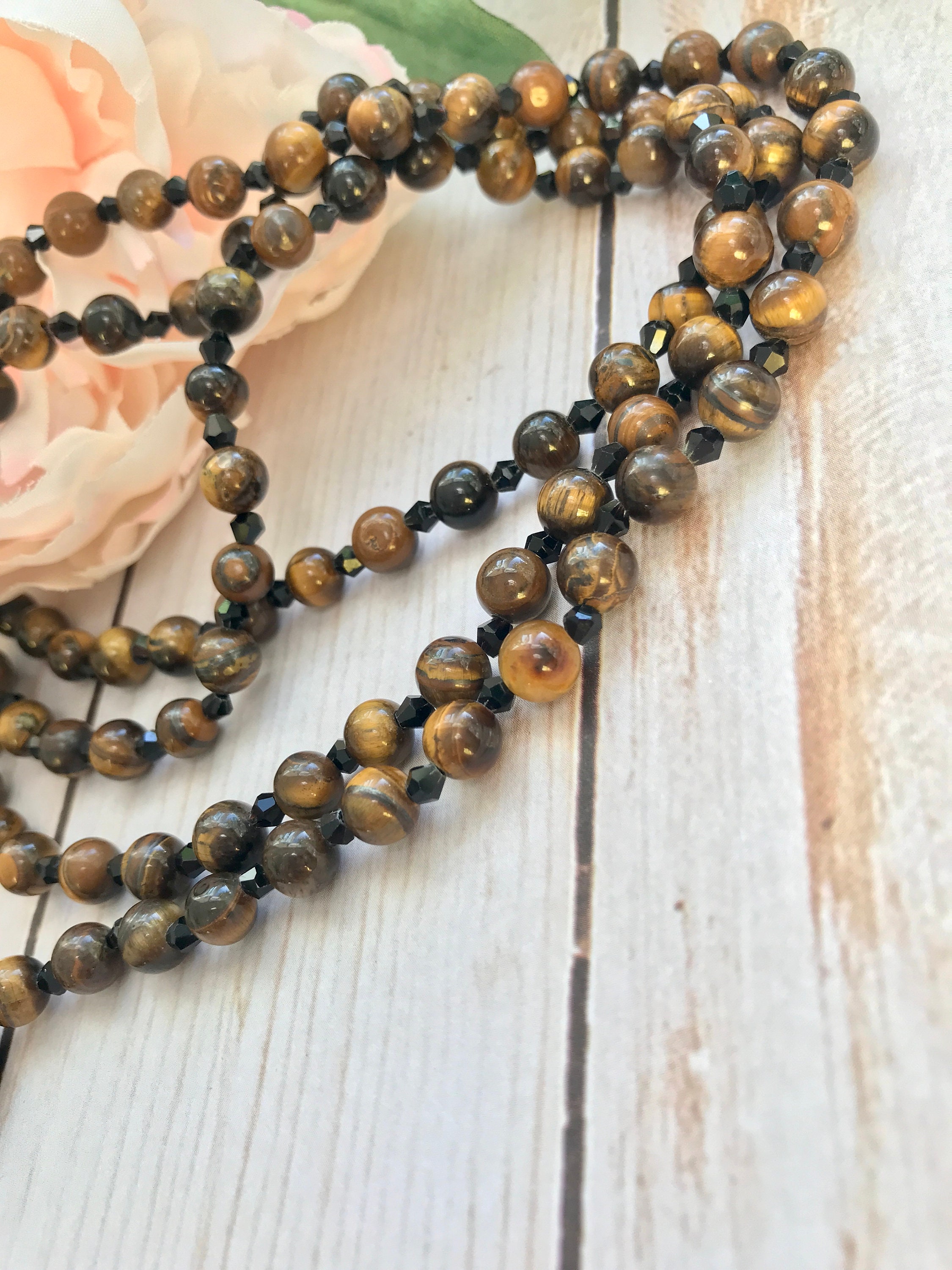 Occhio Di Tigre Tibetano Collana Mala Tibetana 108 Perline - In Occhio Di Tigre Multicolore, Per Meditazione, Hand Made Collana Preghiera Hand Made - Foto 2