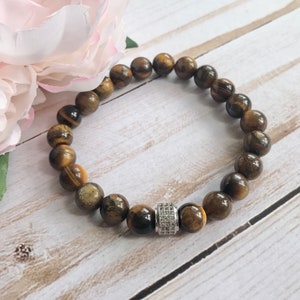 Tiger&#39;s Eye Bracelet | BALANCE & PROTECTION | Protection Gems, Spiritual Gems, Semiprecious Stone Bracelet, Stretch Bracelet