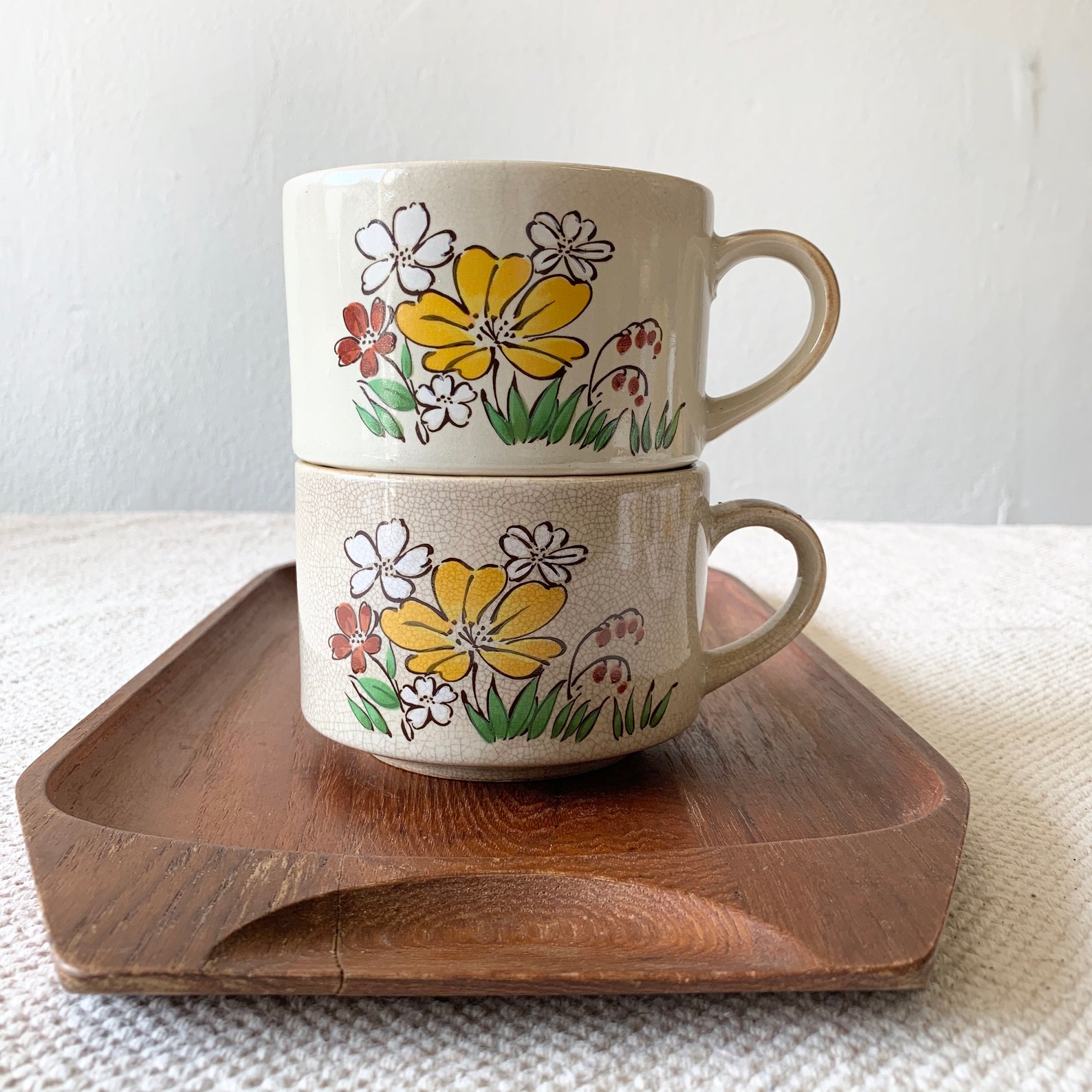 Vintage Japanese Oversized Ceramic Mugs Set of 2 Etsy