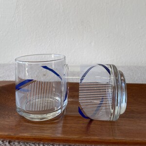 Vintage 80's Indigo Blue Swirl Low-ball Glasses Simple, Jewel Tone, Versatile Drink-ware image 8