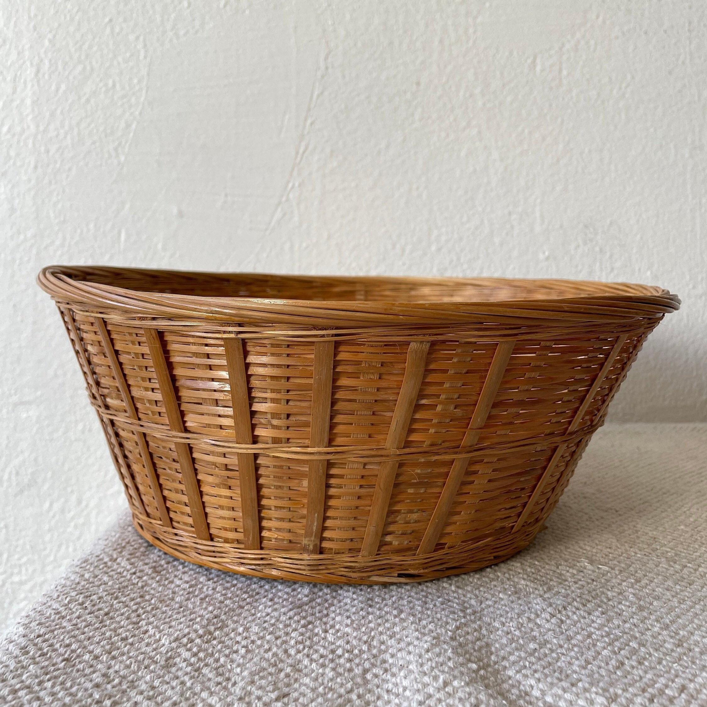 Medium Vintage Hand Woven Basket | Etsy