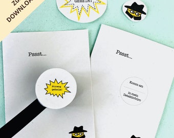 DIY Einladung für deinen Detektiv Kindergeburtstag / PDF Vorlage zum Ausdrucken und Basteln / Druckvorlage für den Detektiv Geburtstag