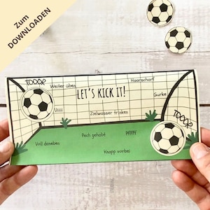 DIY Fußball Einladung inkl. Torwand-Spiel basteln /  Fußball Geburtstagskarte /Einladung Kindergeburtstag basteln/ PDF-Vorlage