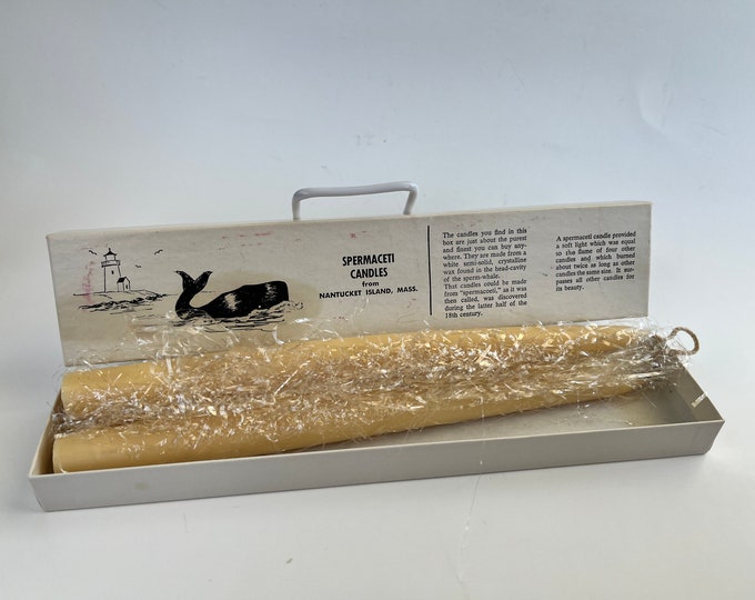 1960s Nantucket Pair of Spermaceti Taper Candles From the Candle Shop